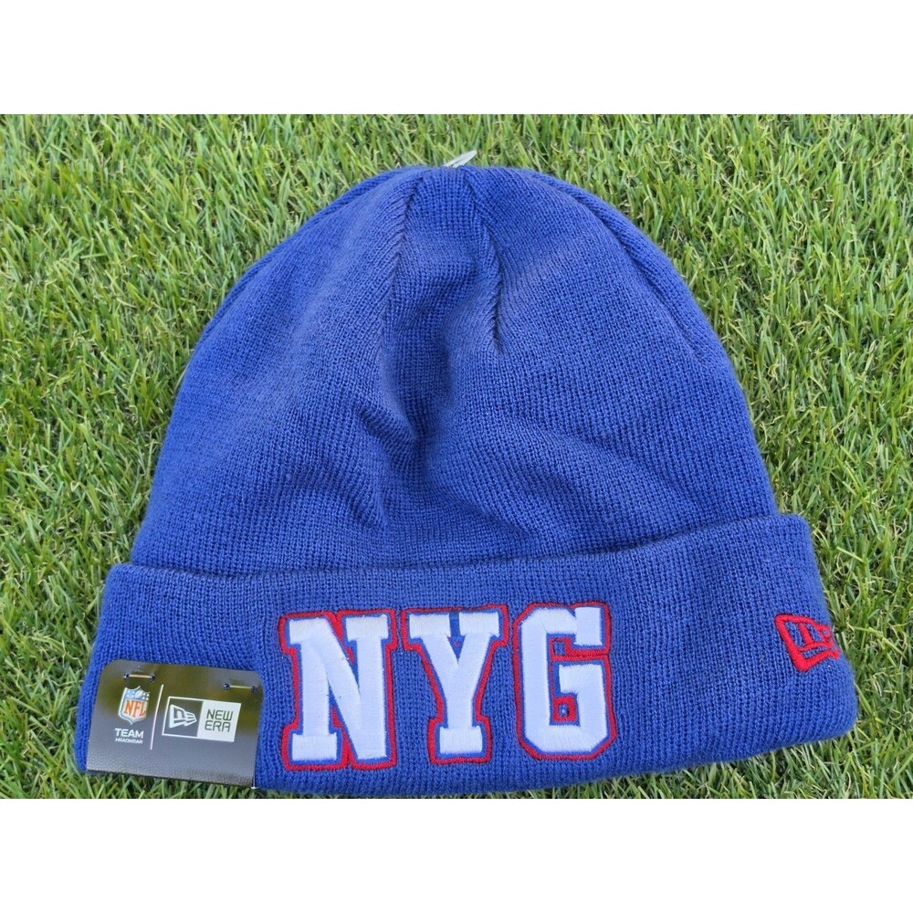 AUTHENTIC NEW ERA NY GIANTS KNIT Blue Fleece Lined BEANIE HAT "NYG" NWT